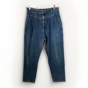 Vintage Lee Bareback Yoke High Rise Pleated Tapered Medium Wash Jeans Petite 16